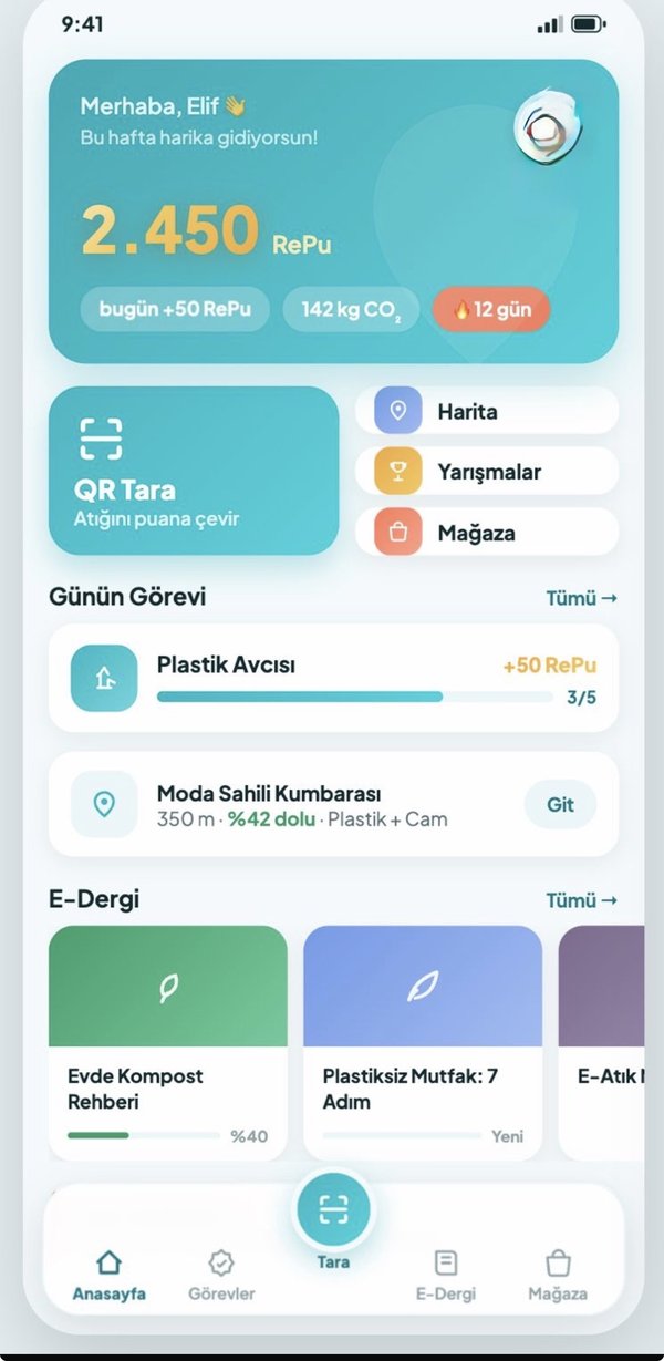 ReLuca uygulamasının ana sayfa tasarımı